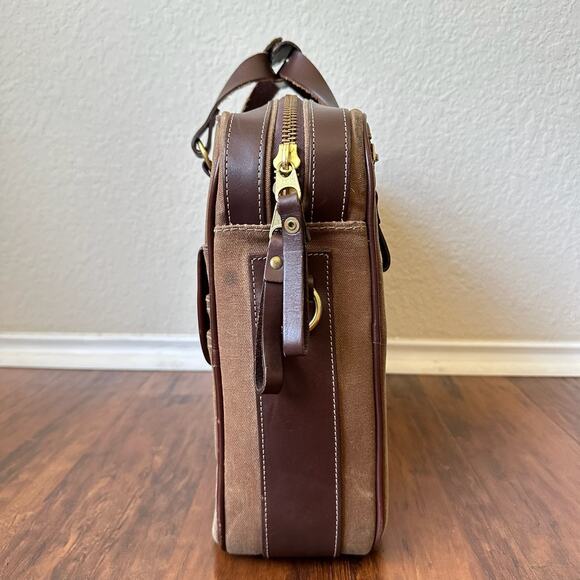 THE WHITE WING Bag Brown Canvas Leather Briefcase Messenger Crossbody Business - Picture 5 of 16